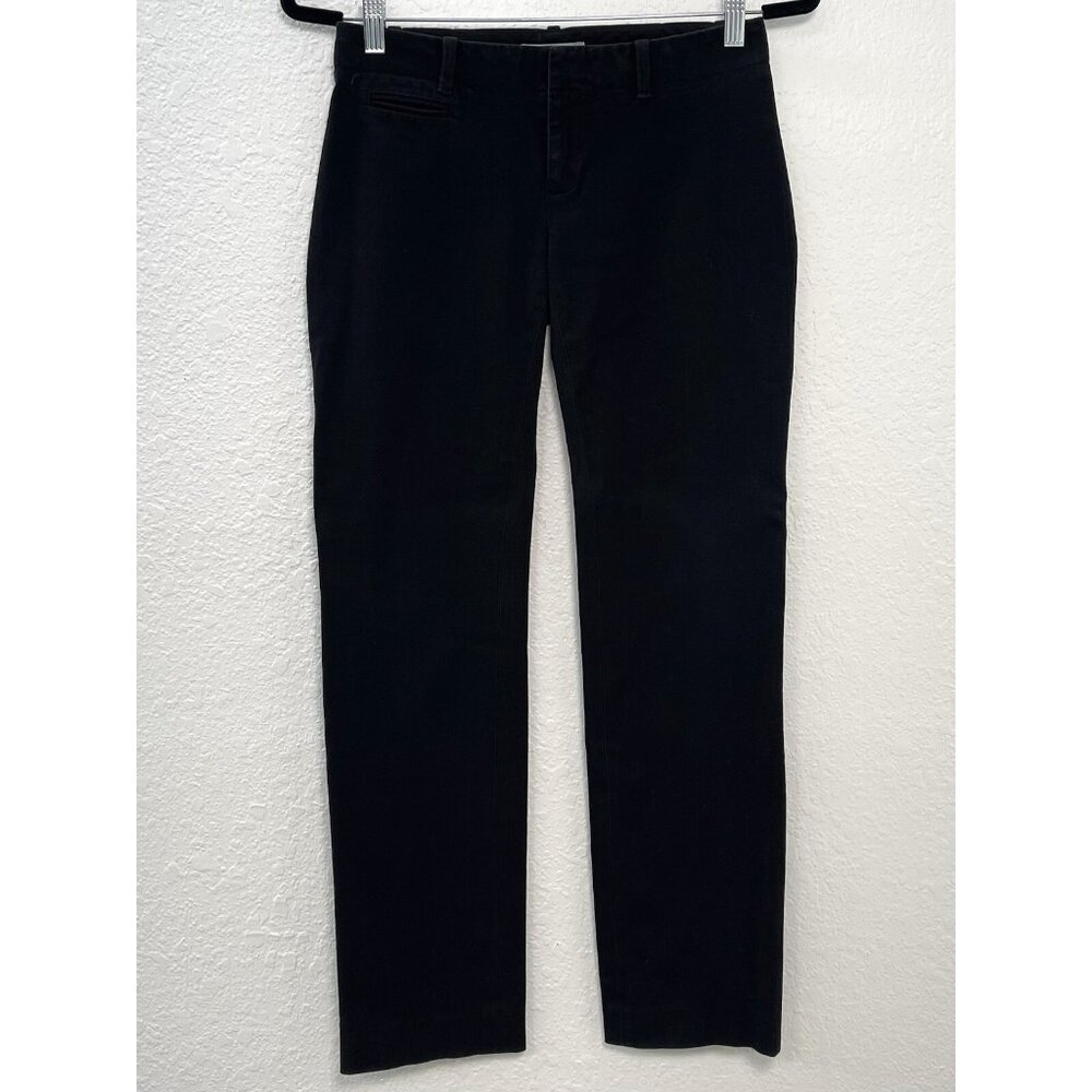 GAP Womens 00R Black Twill True Straight Ankle Chino PANTS Flat Front EUC
